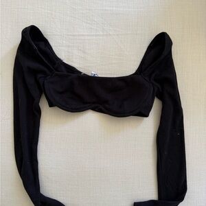 Princess Polly Black Ribbed Crop Top